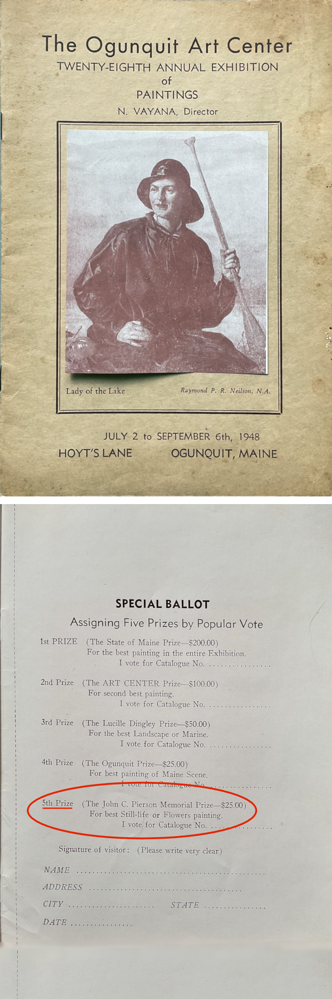 1948 Ogunquit Exhibition Program and Ballot