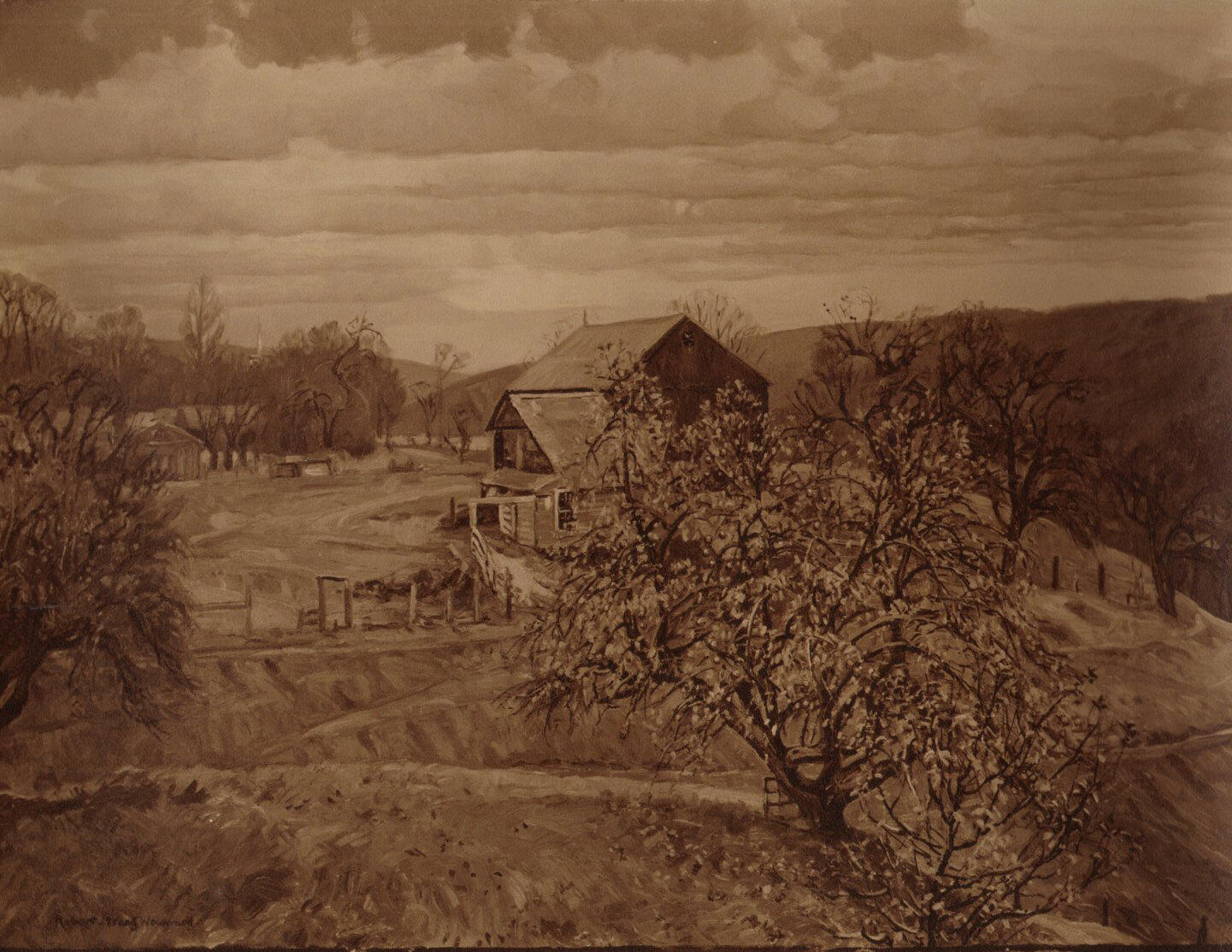 Back of the Village Sepia High Resolution