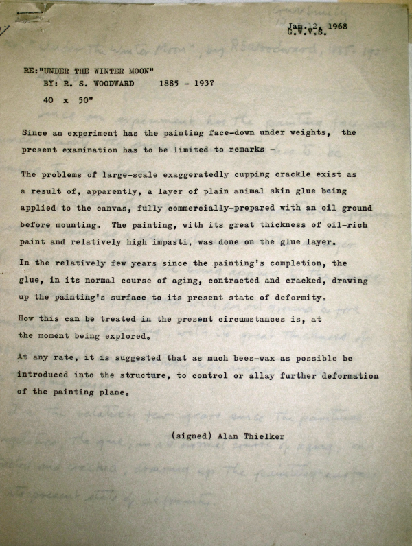 pg 1 of Woodward letter to JH Miller then forwarded to GWV Smith re: Under the Winter Moon