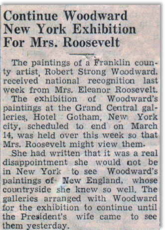  A later clipping reveals that the exhibit was held over for Mrs. Roosevelt.