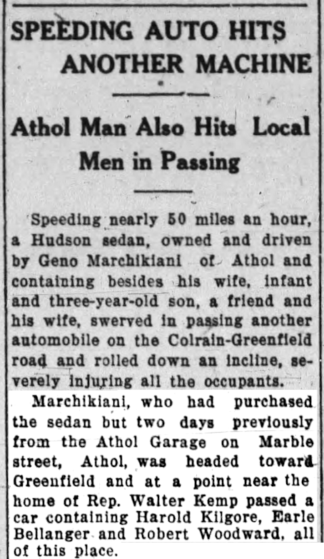 August 15, 1922, North Adams Transcript - RSW witnesses a horror