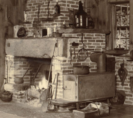   The fireplace and stove were the main source of heat for the studio. 