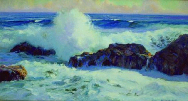  Crashing surf, late afternoon, Maine - Typical image of Stanley Woodward Seascape
