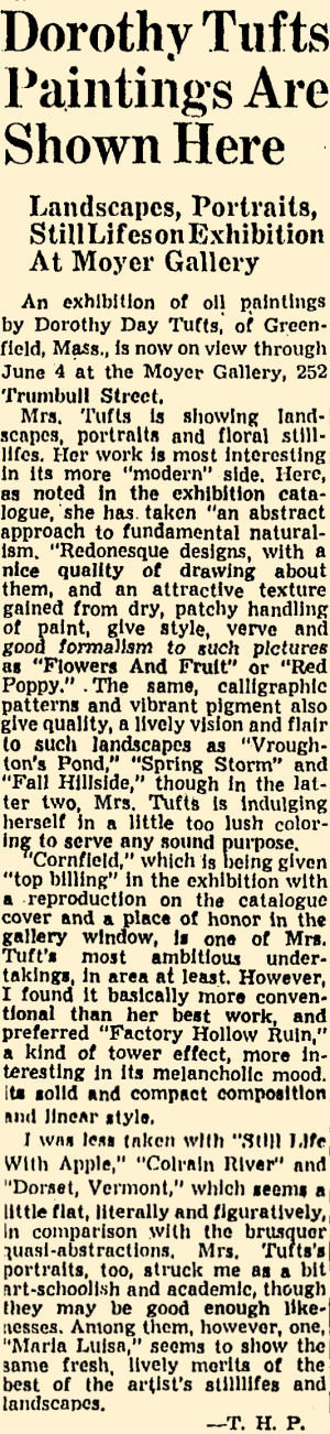 Hartford Courant Article about Dorothy Day Tufts Exhibition May 29, 1949 