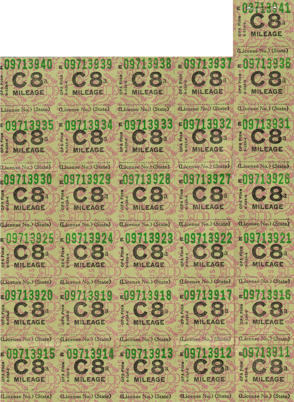 C Ration Stamps for Robert Strong Woodward's 1939 Chevrolet Woody Beachwagon 