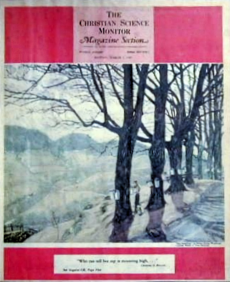 A clipping of the cover of the Christian Science Monitor