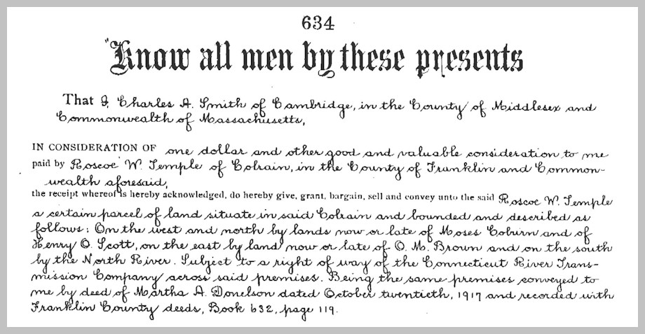 Sample of one Temple deed image