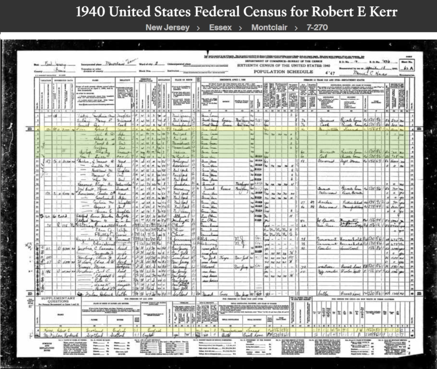 Scene capture of the Kerr family1940 census