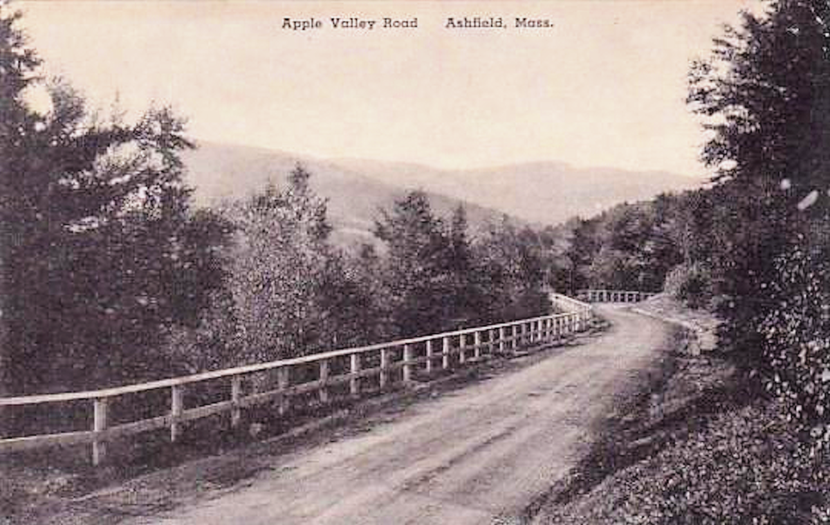 An old postcard of Apple Valley Road, Ashfield, MA