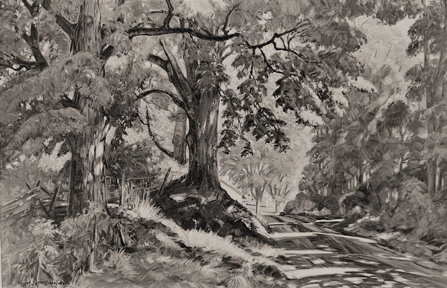 An image of the painting's sepia print