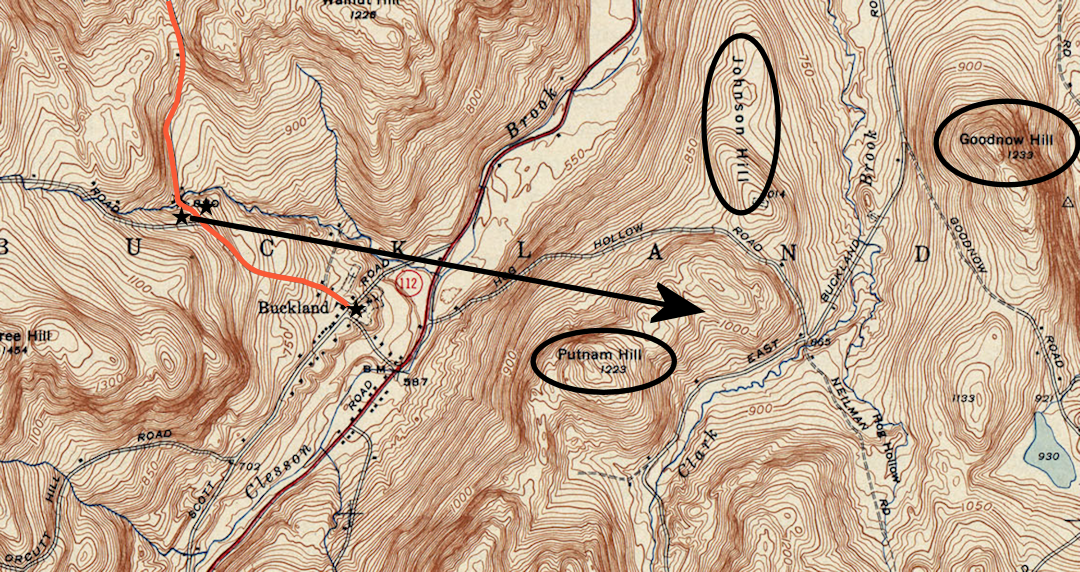 An image of a topographical map of the area.