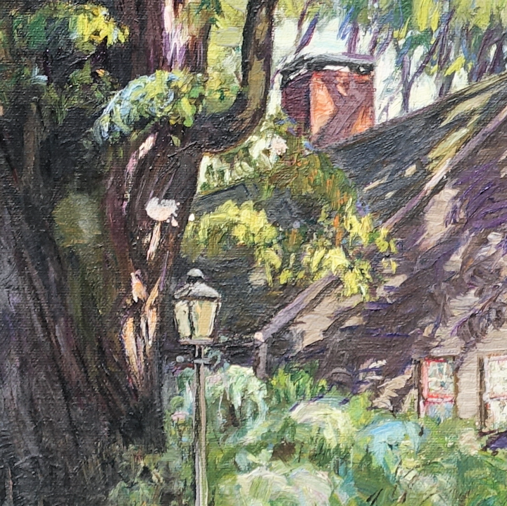 A close up of the Street lamp and Tree