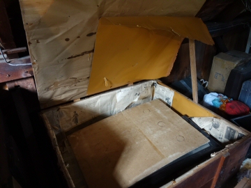 A look inside the crate, lined with newspaper