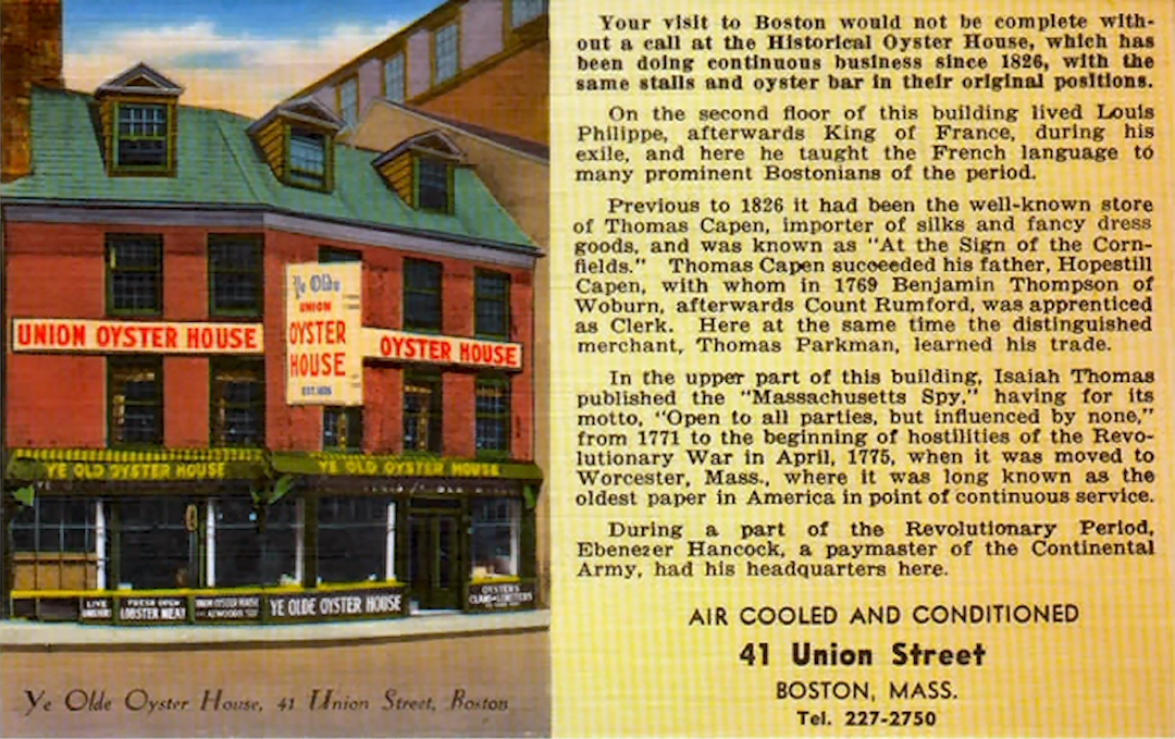 A postcard of the Oyster House from RSW's time