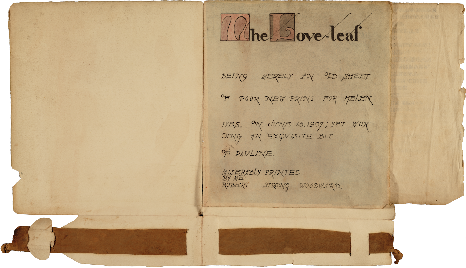 Love Leaf; inside cover with date and signature