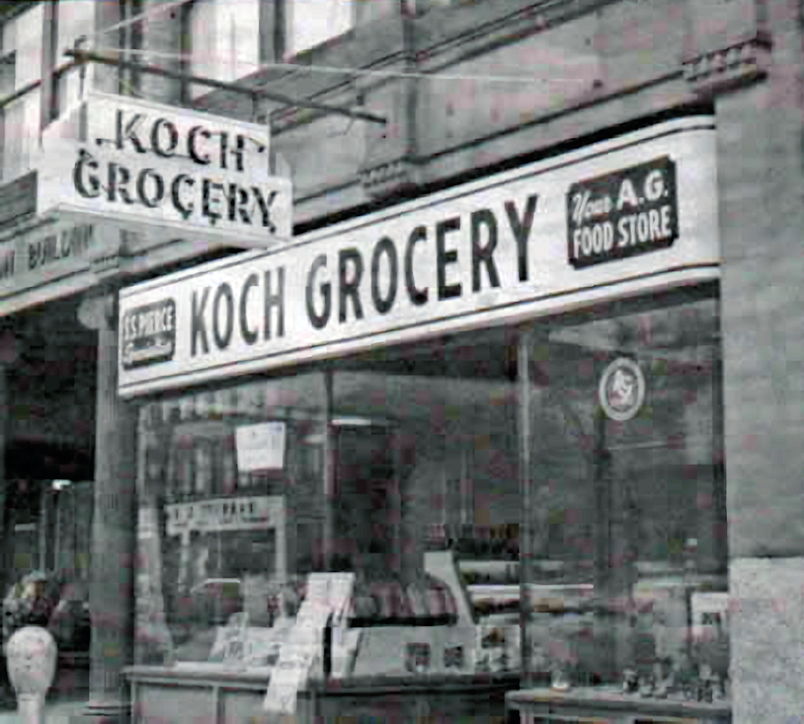 A picture of the front of Koch's Grocery Store, c. 1925