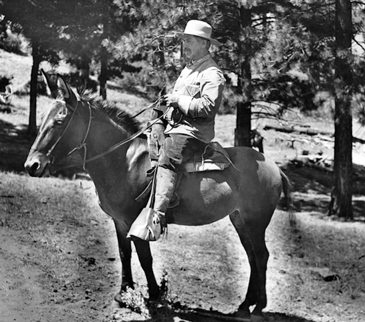 Mounted San Gabriel Timberland Reserve ranger, circa 1900.