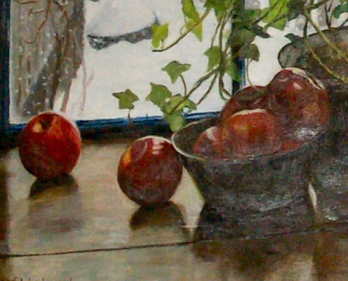 Closeup of apples in Out The North Window 