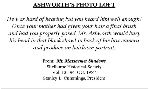 Ashworth's Photo Loft poem from Mt. Massaemet Shadows 
