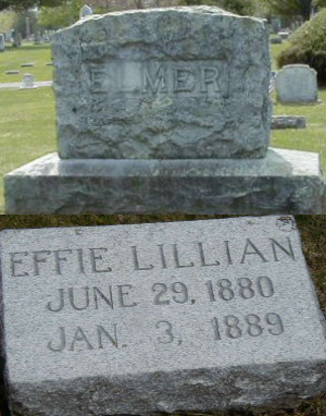 Grave stone of artist Edwin Romanzo Elmer and Effie's grave, the little girl in the Mourning Picture who died at age 9 