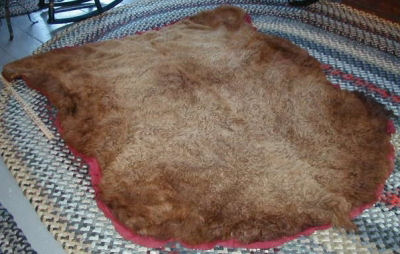 This buffalo robe was used for warmth in the sleigh. 