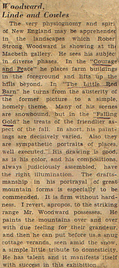 The painters of Southern Vermont by Royal Cortissoz
New York Herald Tribune.  Sunday August 25, 1940 