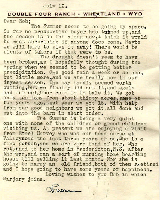  1956 Letter to RSW from Dr. Lunt  