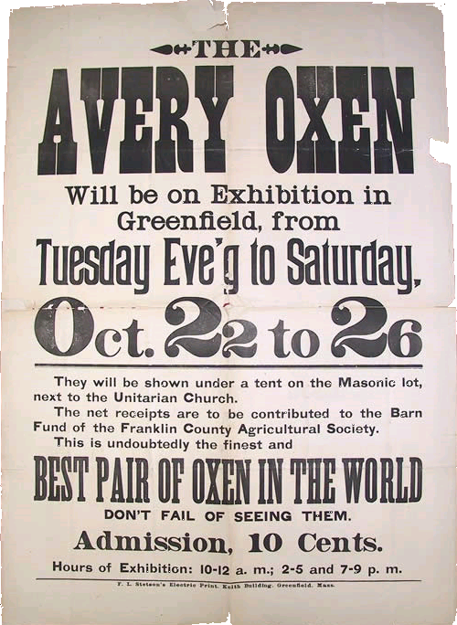Avery Oxen Exhibition Sign 