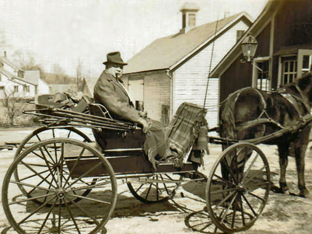 Woodward in his horse-drawn buggy