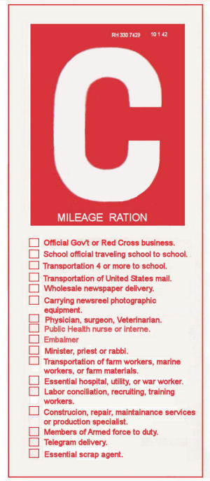  C ration sticker placed on vehicle 