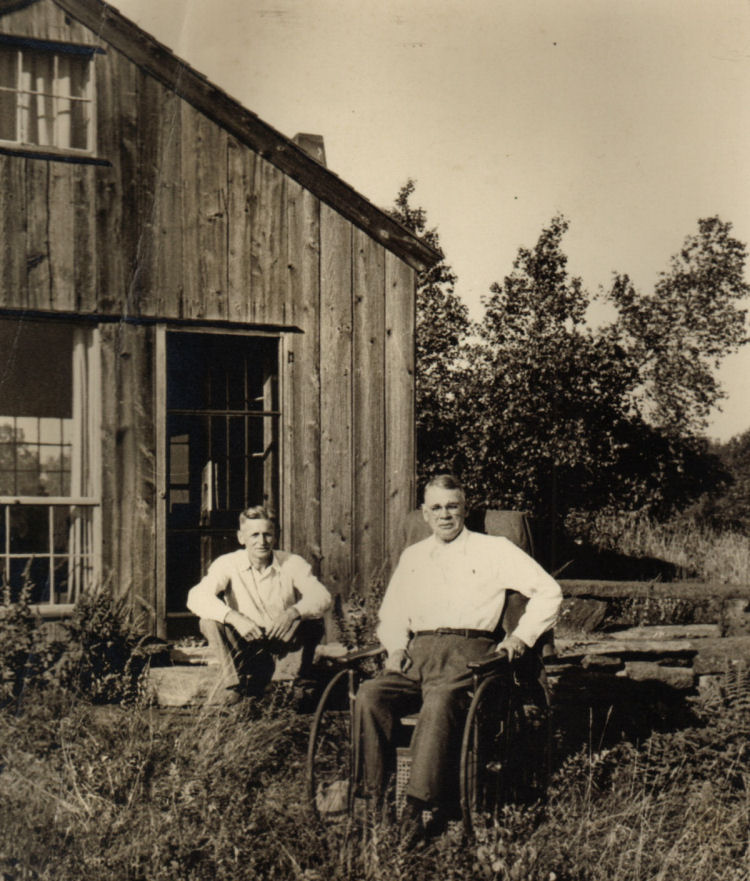 Robert Strong Woodward and F. Earl Williams  in front of the Heath Pasture house.  (F. Earl took this with a delayed shutter on his camera.) 